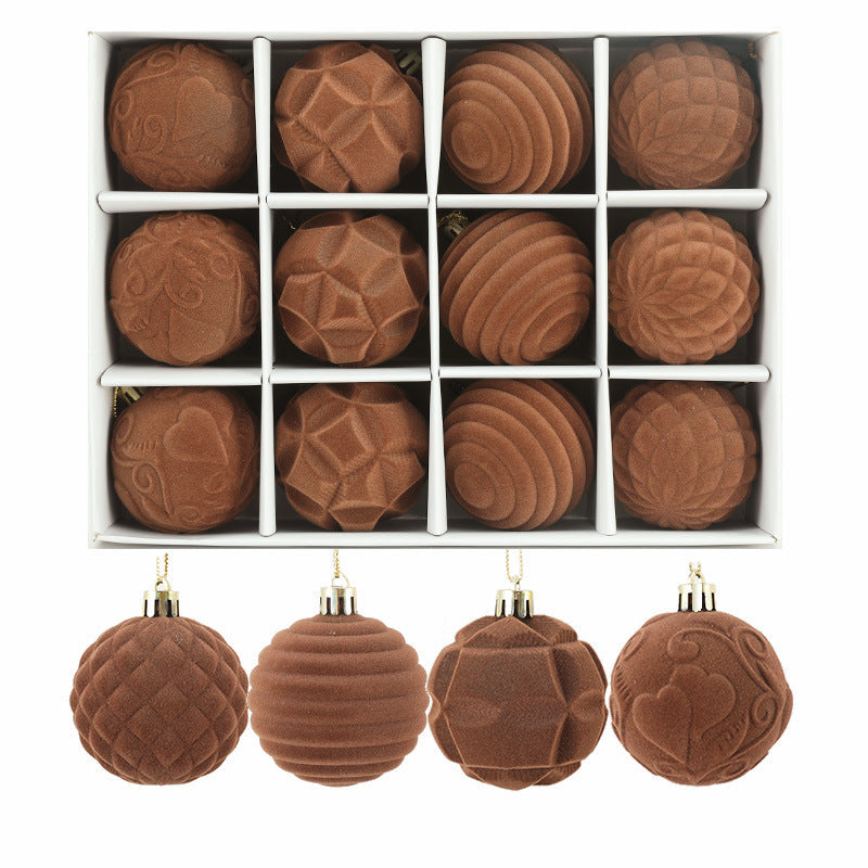 Flocking Christmas Ball 6cm12 Boxed Christmas Tree Velvet Ball Holiday Decorations