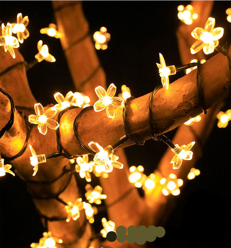 Solar flower light chain for the garden