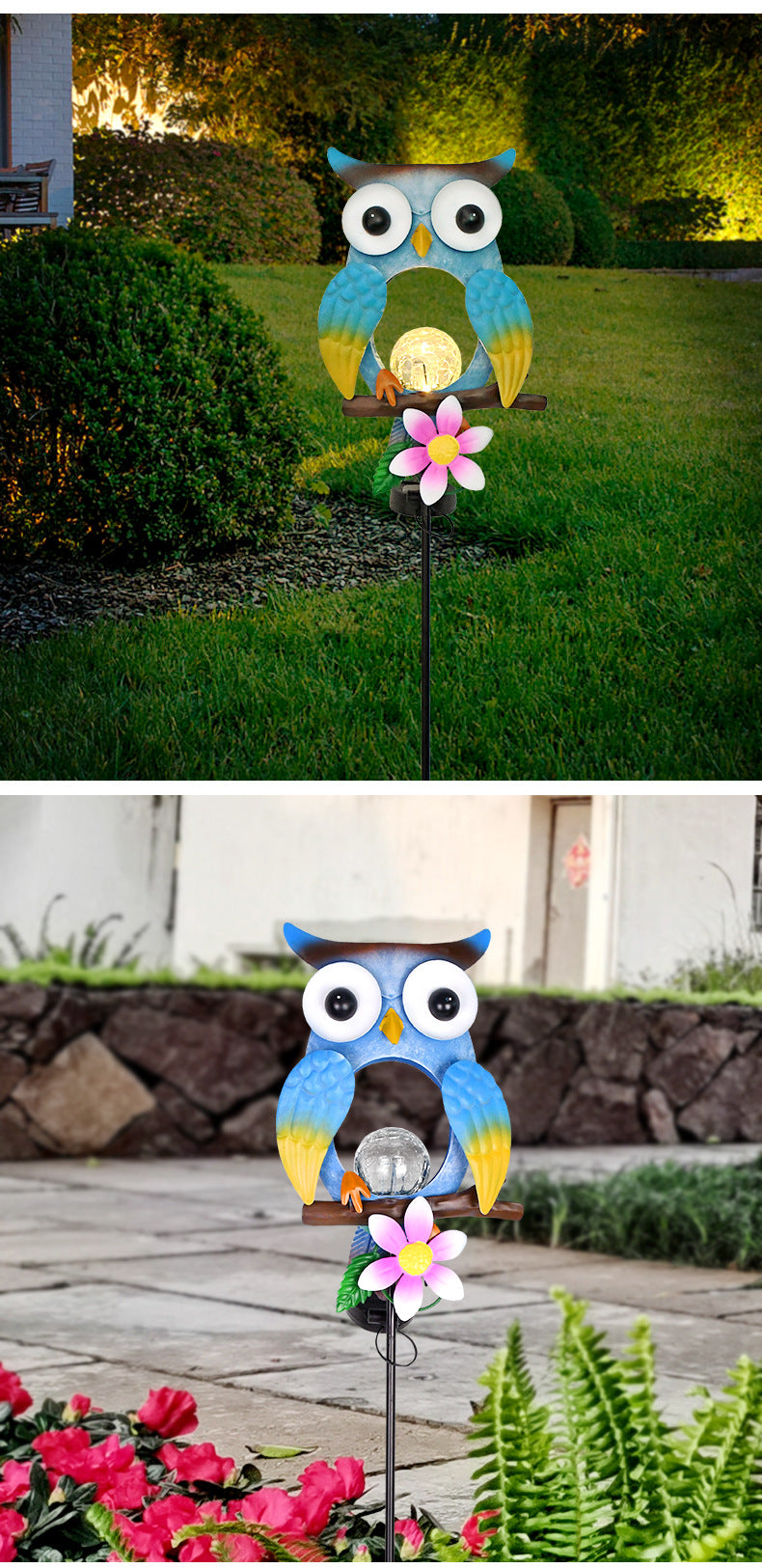 Solar Iron Owl Lawn Light, Outdoor Waterproof Garden Atmosphere Lamp