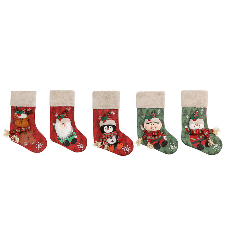 Christmas Socks Gift Bag Christmas Tree Hanging Ornaments Candy Bag