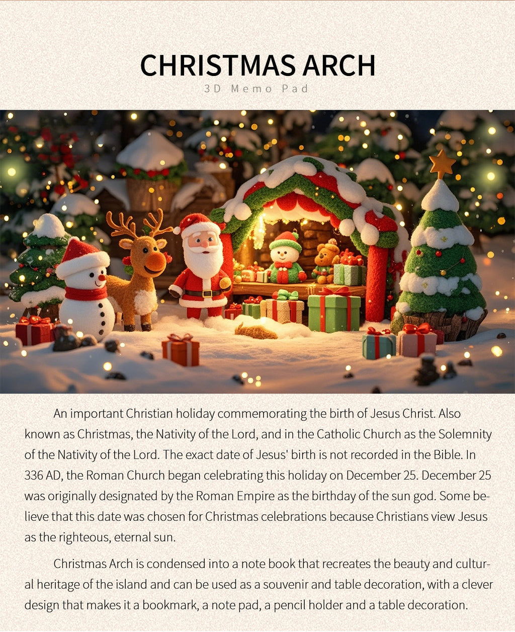 Creative Christmas 3D Arch Memo Calendar