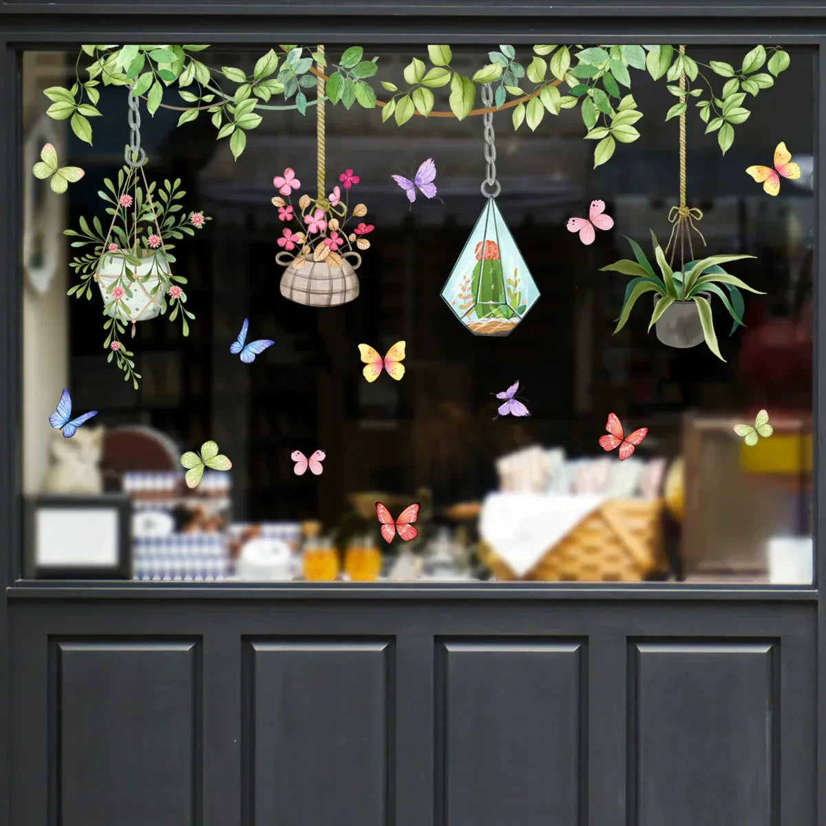 💐 Colorful Floral Bouquet Window Sticker 🖼️ (Removable without leaving marks)