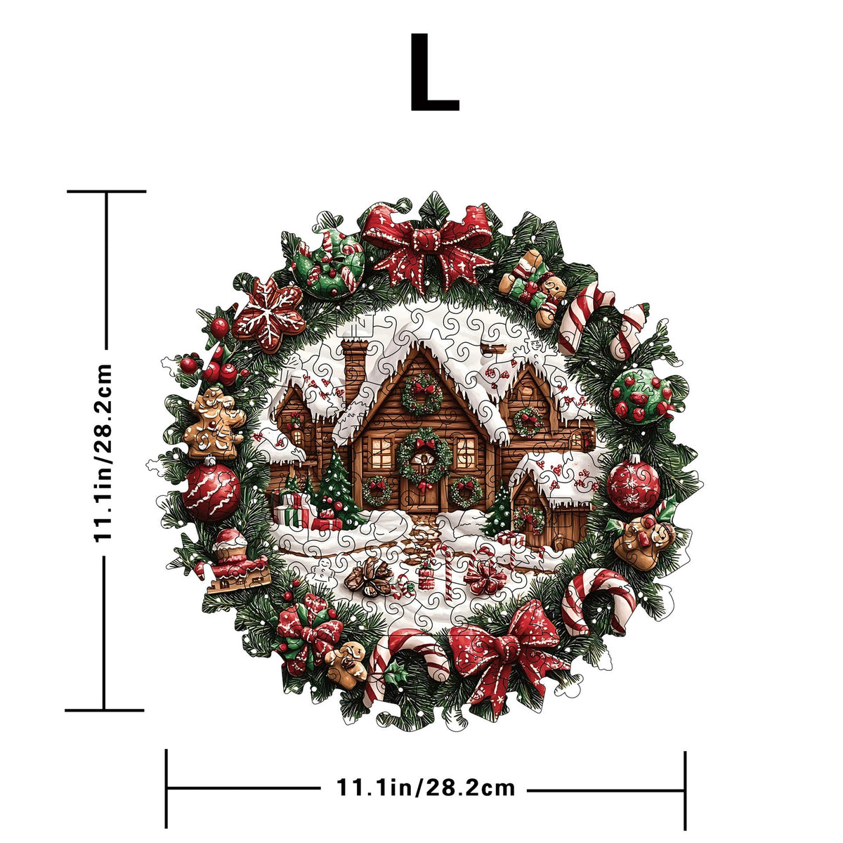 Wooden Irregular Christmas Wreath Piggy Bank Puzzle