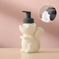 Ceramic Soap Dispenser, Squirrel Foam Pump Bathroom Bottle, Animal Design, Refillable Reusable Lotion Pump for Bathroom Kitchen, 510ml/17.2oz