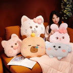 Cuddle Ready Cute Cartoon Pillow Blanket