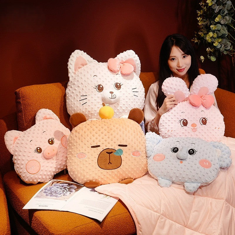 Cuddle Ready Cute Cartoon Pillow Blanket