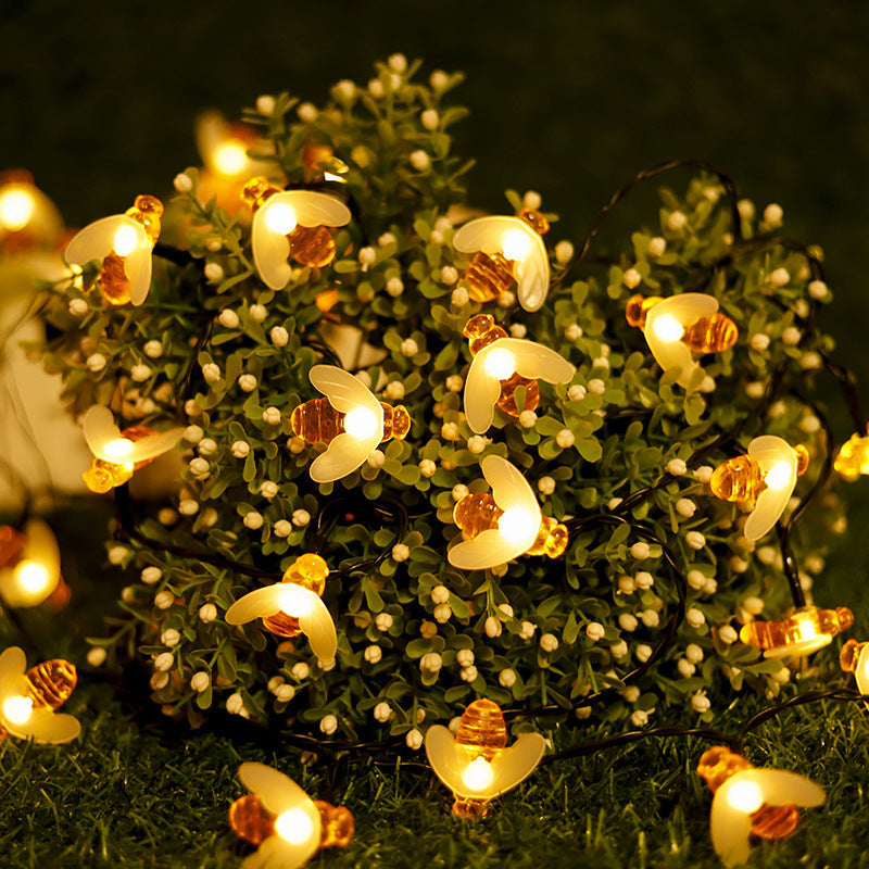 Solar flower light chain for the garden