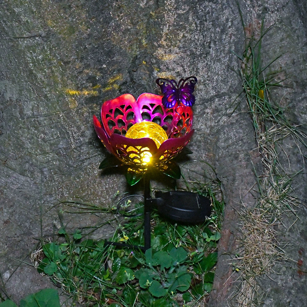 New Hollow Projection Solar Garden Light, Iron Craft Ground Stake Sunflower Lamp