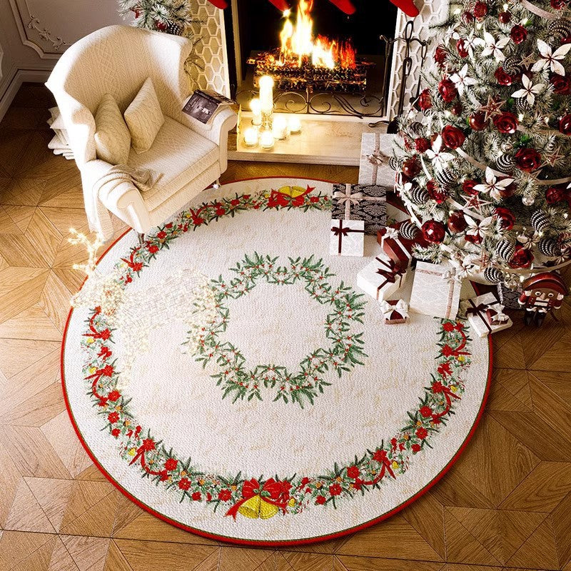 Christmas Rug - Living Room Red Festive Carpet Absorbent Non-slip