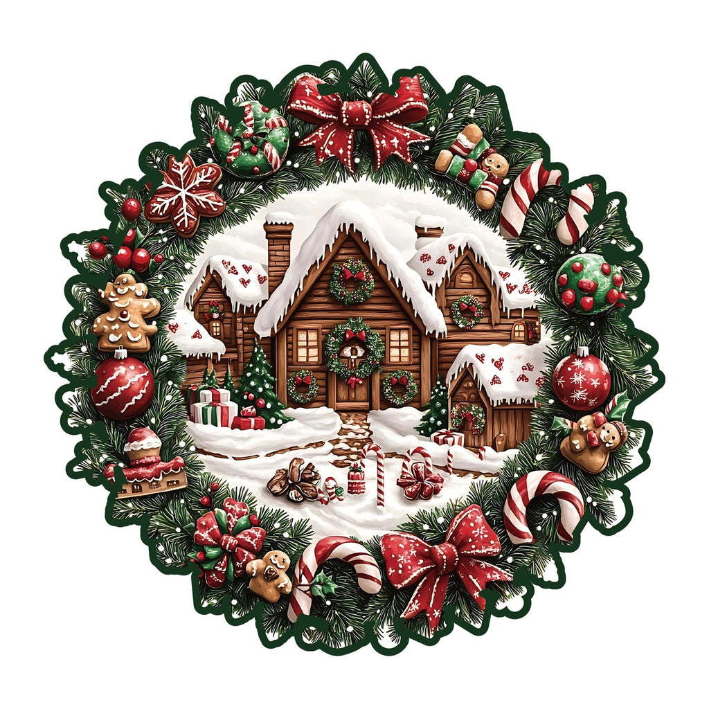 Wooden Irregular Christmas Wreath Piggy Bank Puzzle