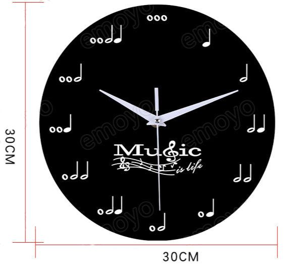 Music notes wall decoration quiet round clock