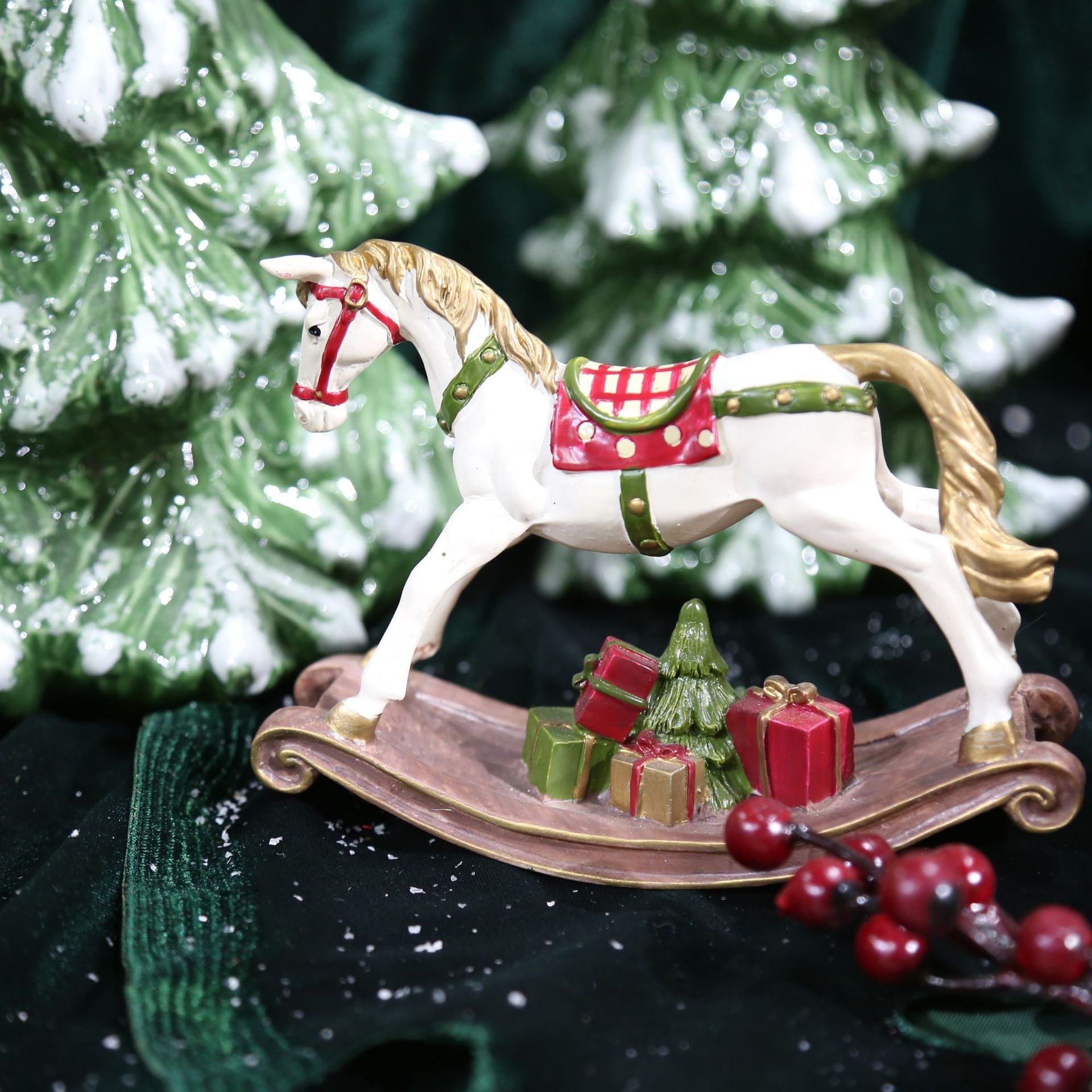 Festive Resin Rocking Horse Carousel Ornament