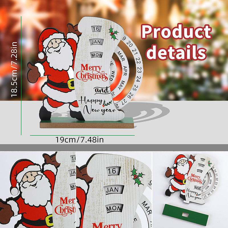 Wooden Santa Claus Acrylic Countdown Calendar