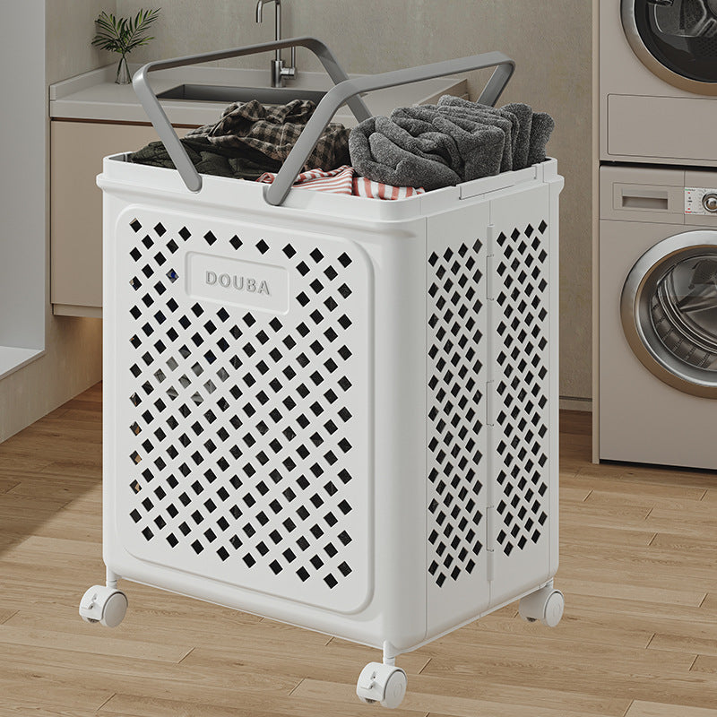 Collapsible laundry basket with wheels