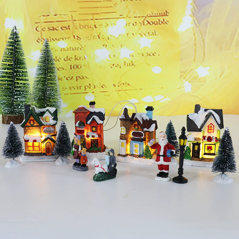 Miniature Luminous Resin Christmas House Set