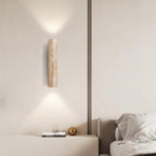 Travertine wall lamp in Japandi tube shape