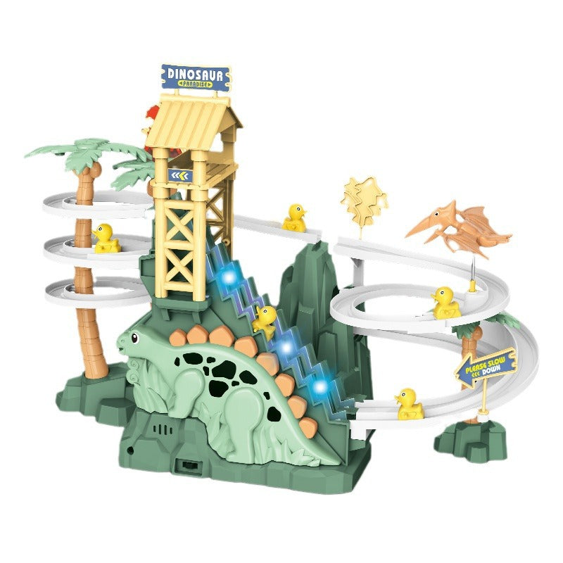 Children's trampoline with dinosaur motif and shock-absorbing construction