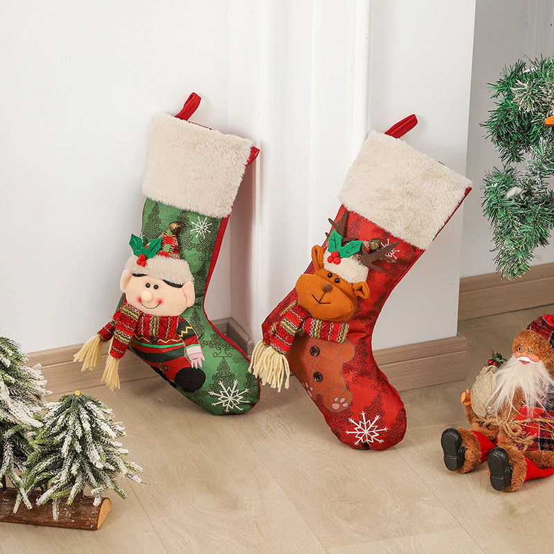 Christmas Socks Gift Bag Christmas Tree Hanging Ornaments Candy Bag