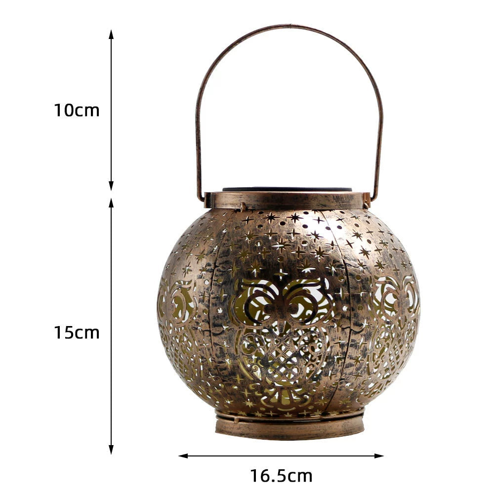Solar Owl Hanging Light, Iron Lantern Outdoor Yard Decor