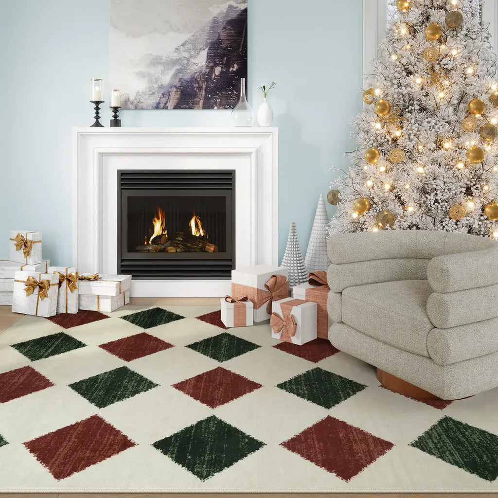 Christmas Rug - Crystal Velvet Living Room Bedroom Non-Slip And Stain-Resistant Rug