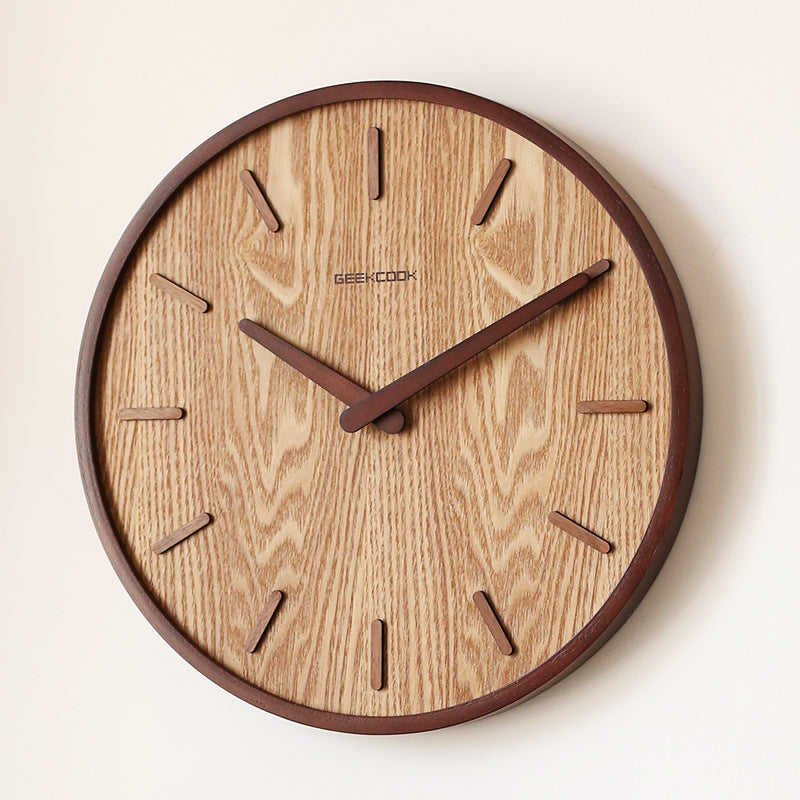 Minimalistic Quiet Wooden Wall Clock 12 Inch