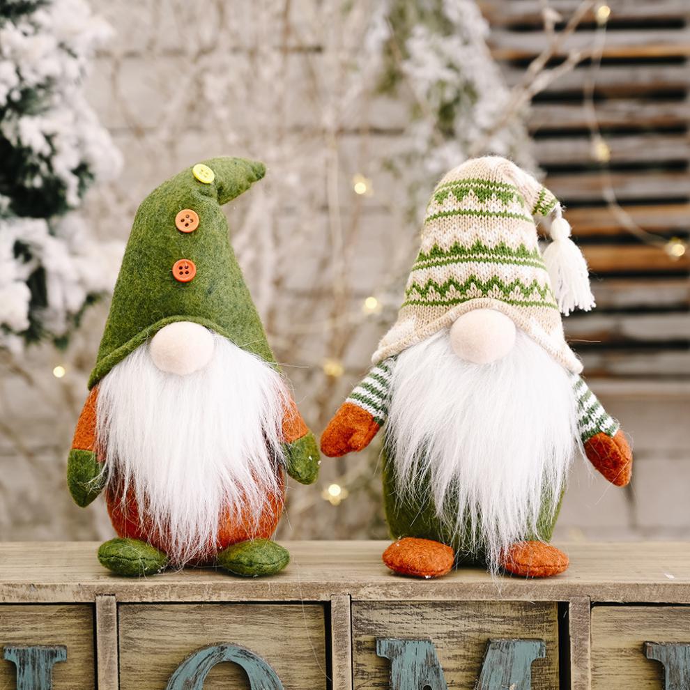 Nordic Green Style Faceless Elf Plush Rudolf Doll