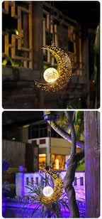 Solar Hanging Light Outdoor Waterproof Garden Projection Lamp, Iron Hollow Atmosphere Night Light
