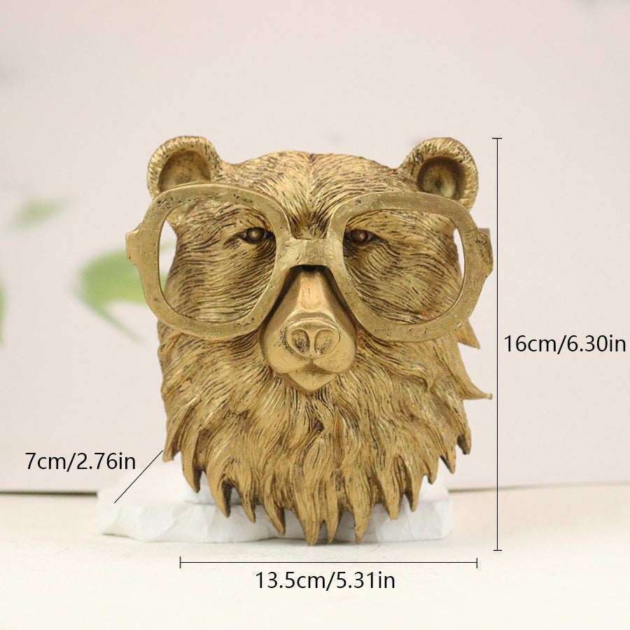 Resin Animal Head Wall Sculptures with Hand-Painted Details