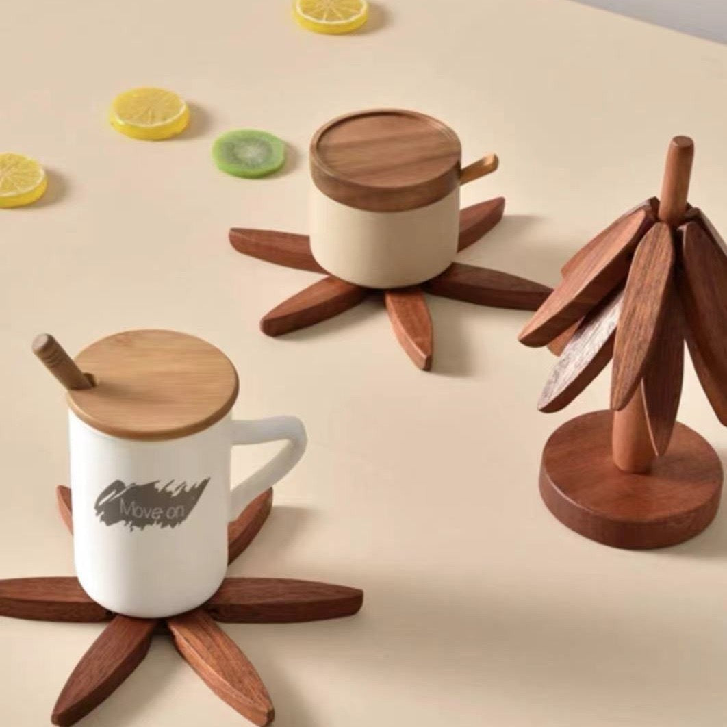 Noble tree coasters in wood look