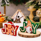 Wooden Gingerbread Gnome JOY Christmas Ornament