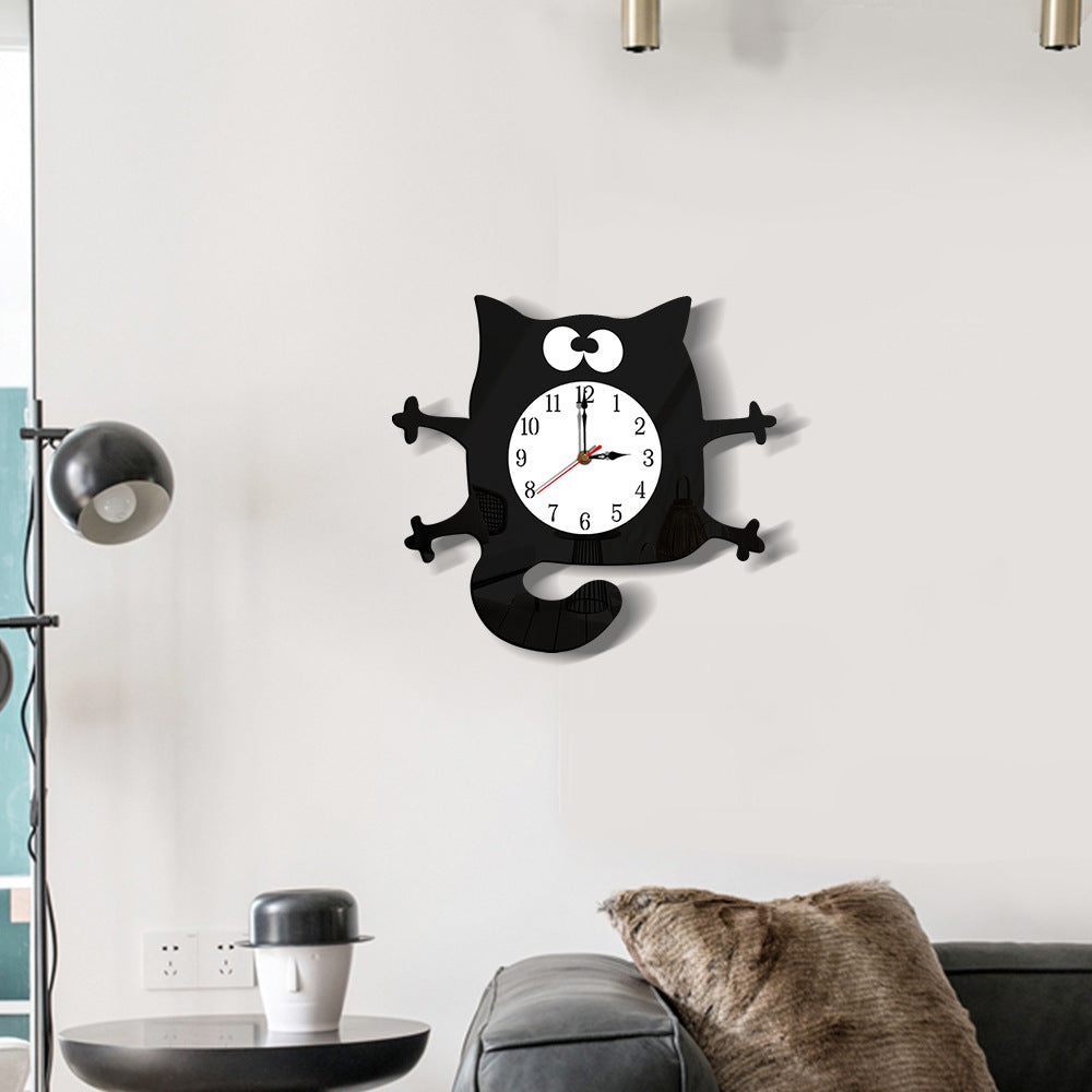 Silent Cat Wall Decoration Clock for Children's Room
