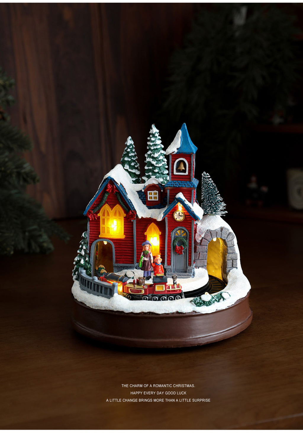 Resin Glowing Rotating Christmas Music Box