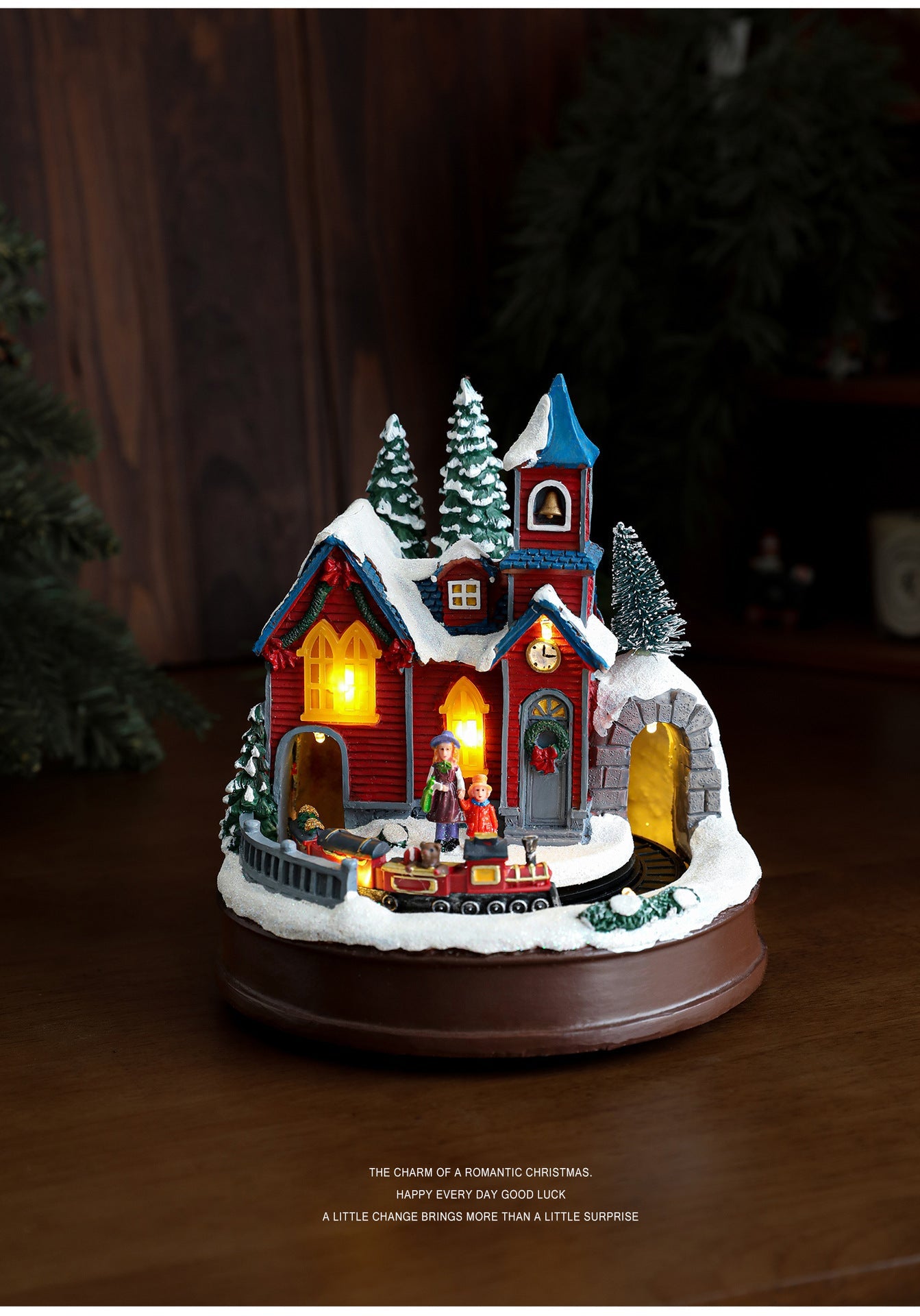 Resin Glowing Rotating Christmas Music Box