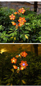 New Solar Iron Flower Butterfly Fire Lawn Light, Outdoor Garden LED Deco