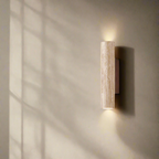 Travertine wall lamp in Japandi tube shape