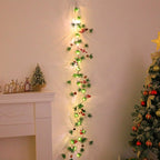 Christmas Lighted Red Berry Pine Cone Garland