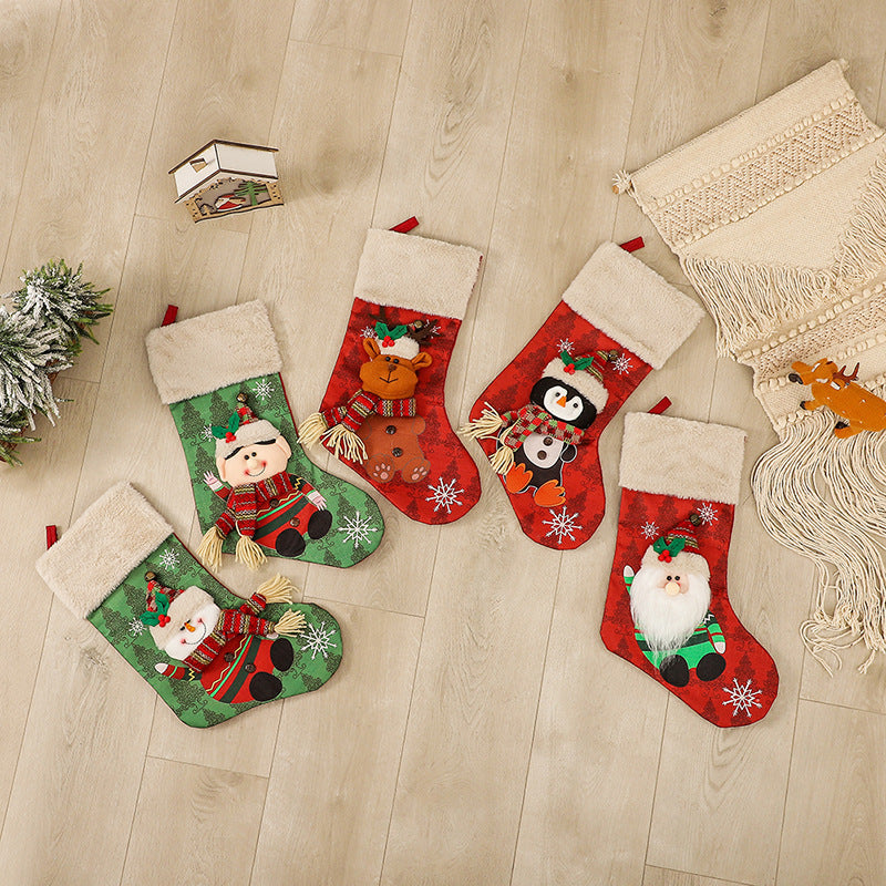 Christmas Socks Gift Bag Christmas Tree Hanging Ornaments Candy Bag