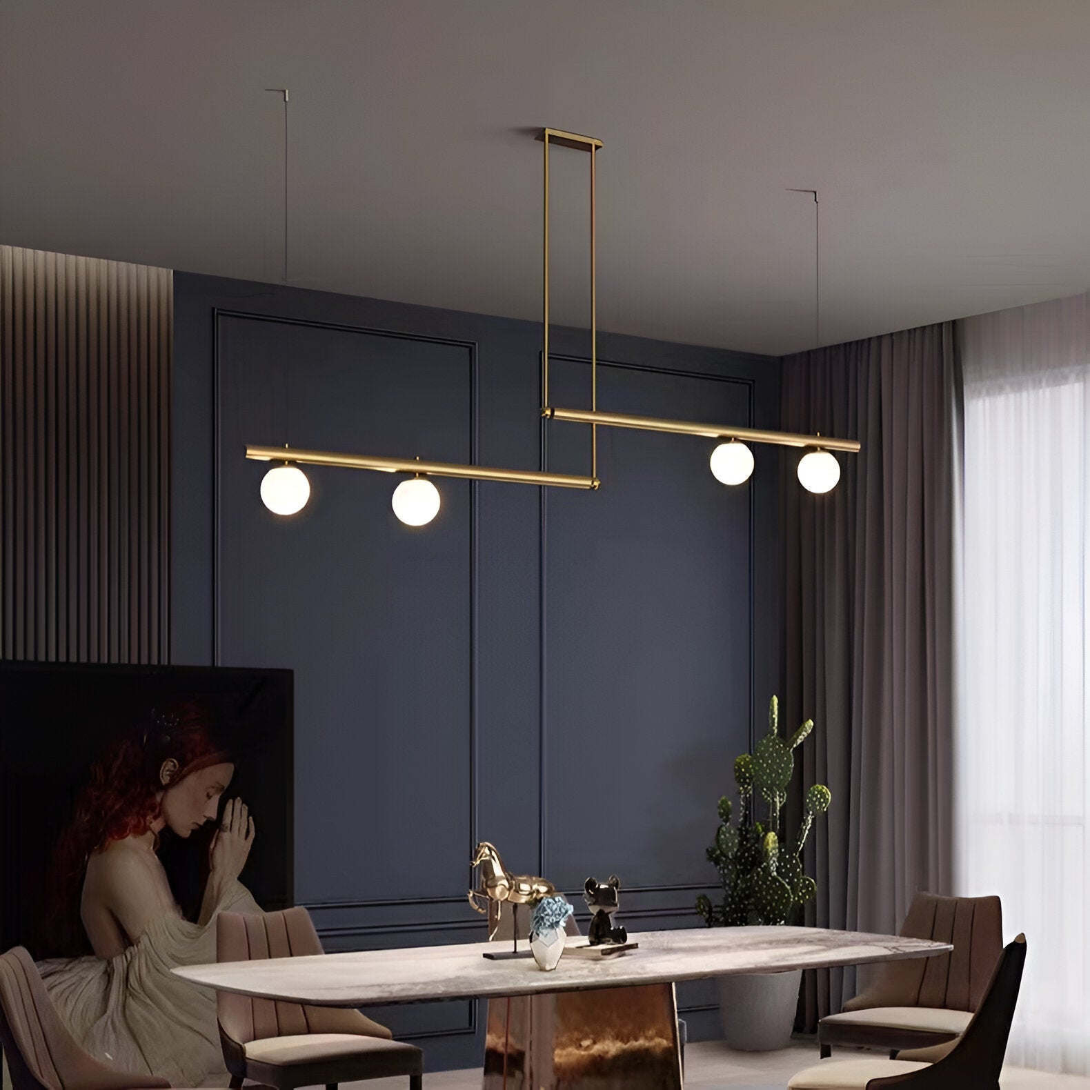 Nordic Glass Linear Luxury Pendant Lamp