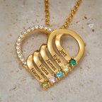 Personalized Name & Birthstone Heart Striped Pendant Necklace
