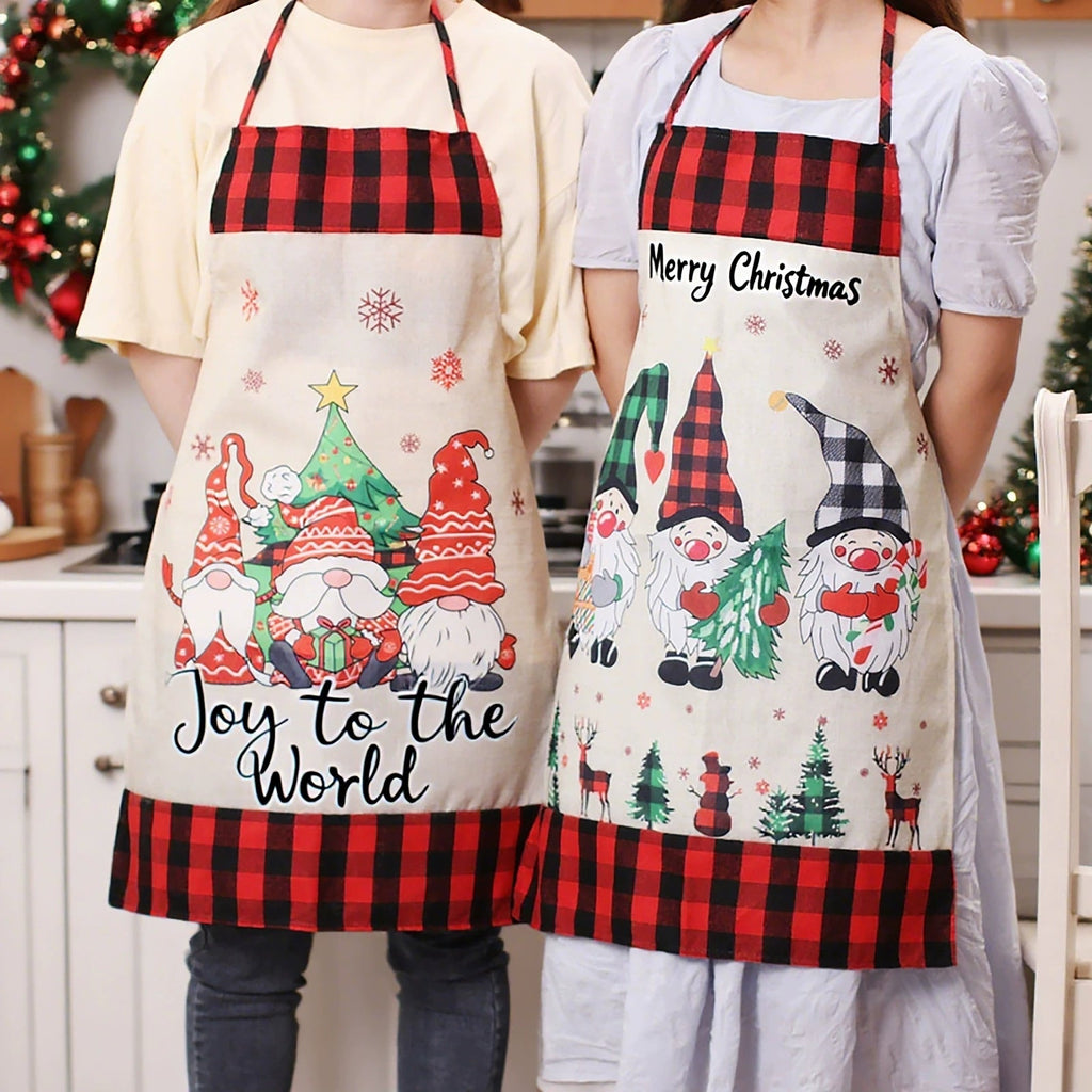 Colorful Burlap Faceless Gnome Christmas Apron