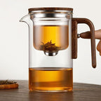 Glass Tea Brewer with Filter | Borosilicate Glass | Wooden Handle | 520ml / 720ml