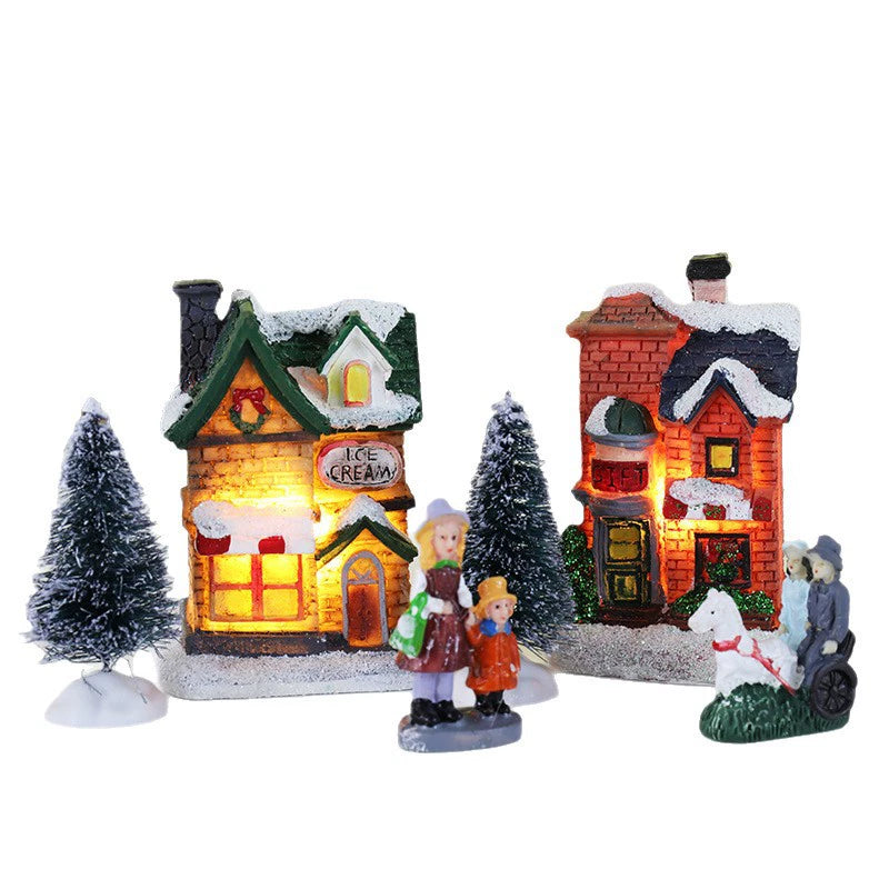 Miniature Luminous Resin Christmas House Set