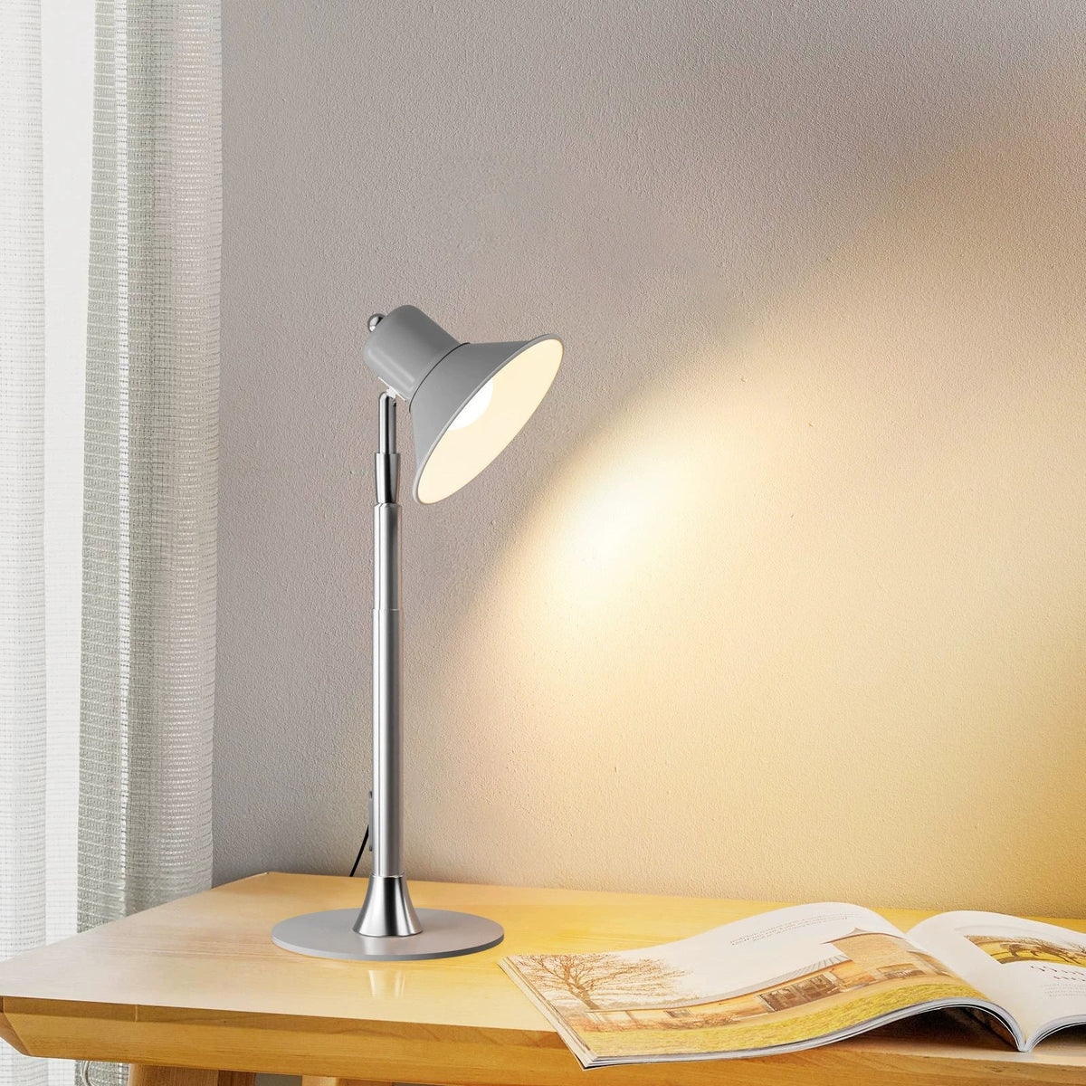 LED Dorm Desk Lamp for Students Reading Study USB Plug-in Extendable Desk Lamp