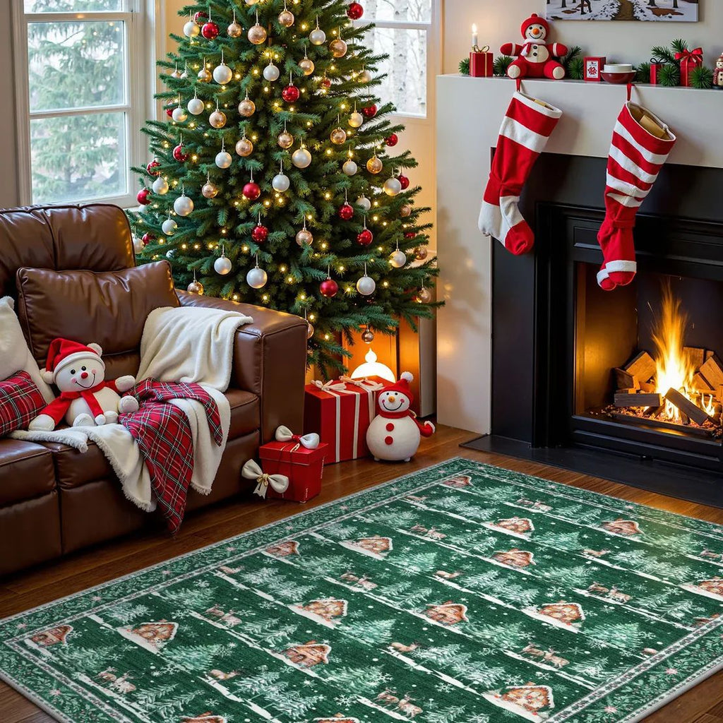 Christmas Rug - Crystal Velvet Living Room Bedroom Non-Slip And Stain-Resistant Rug