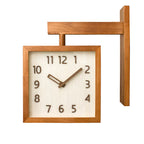 Wall-Corner-Two-Sided Wood-Analog-Clock