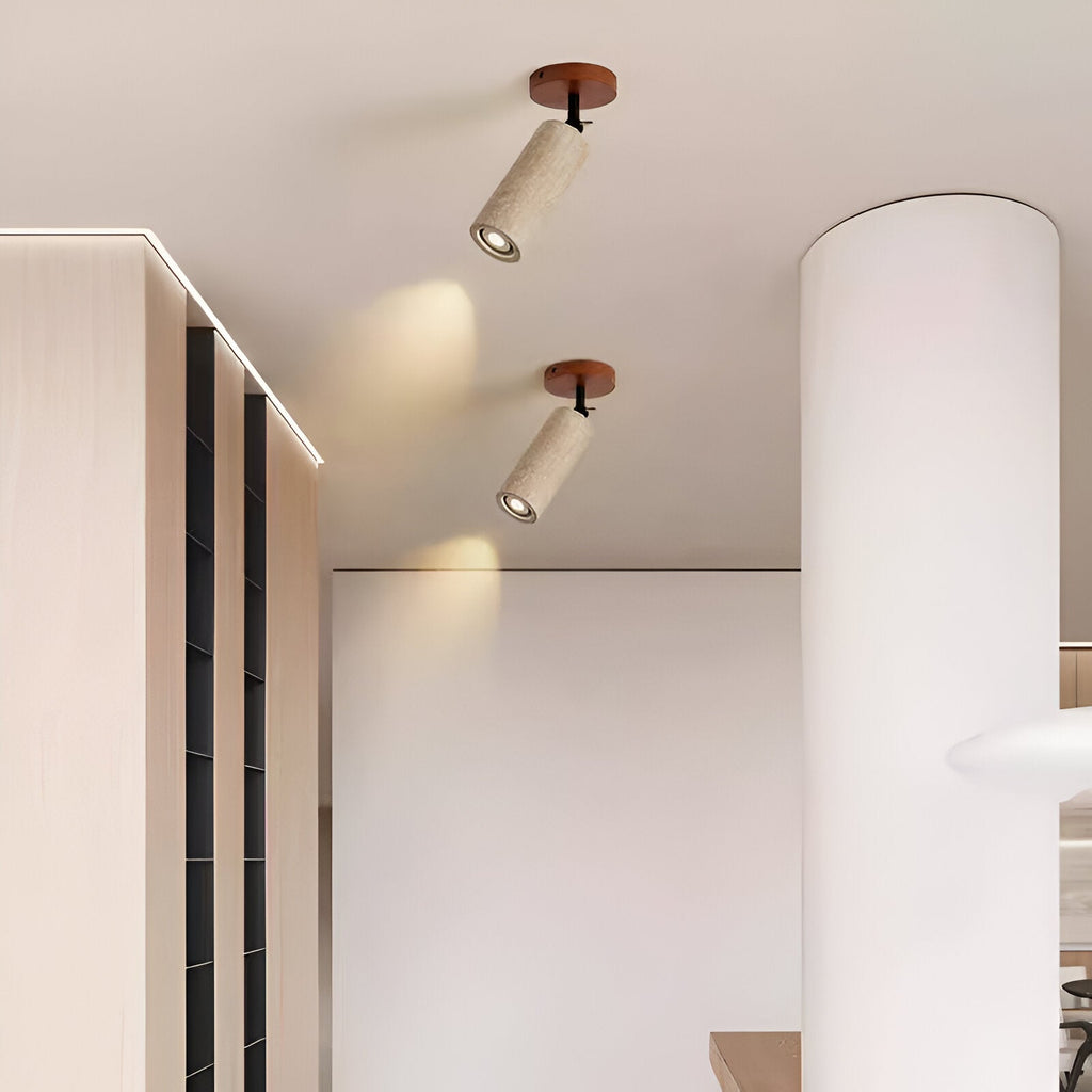 Adjustable Travertine Wood LED Wall Lamp and Ceiling Lamp