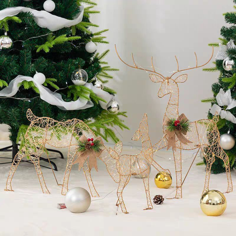 Christmas Glowing Iron Art Deer Sleigh Ornament