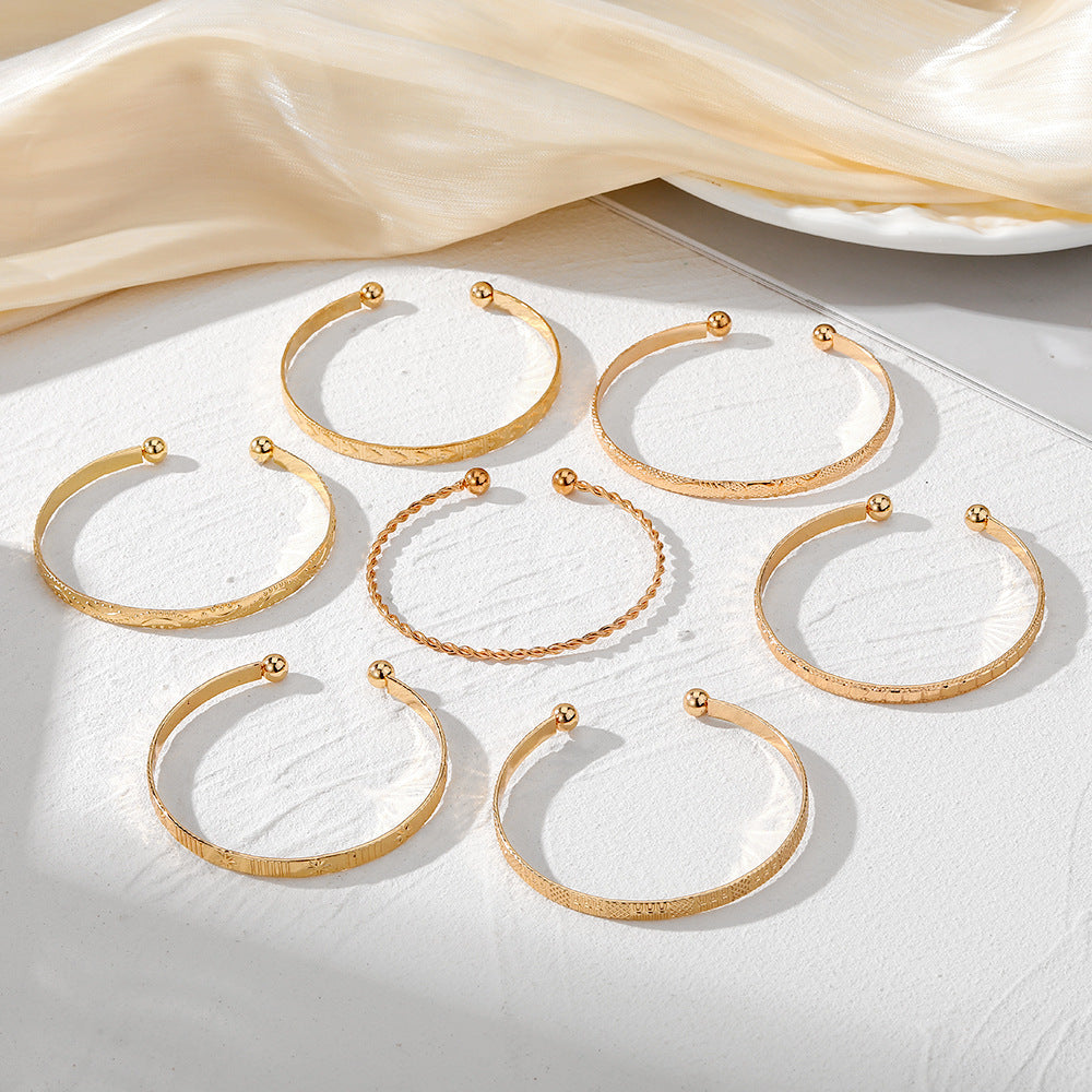 7pc Adjustable Textured Cuff Stack