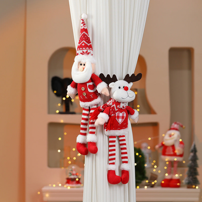 Knitted Long Legged Santa Doll Curtain Tie Back