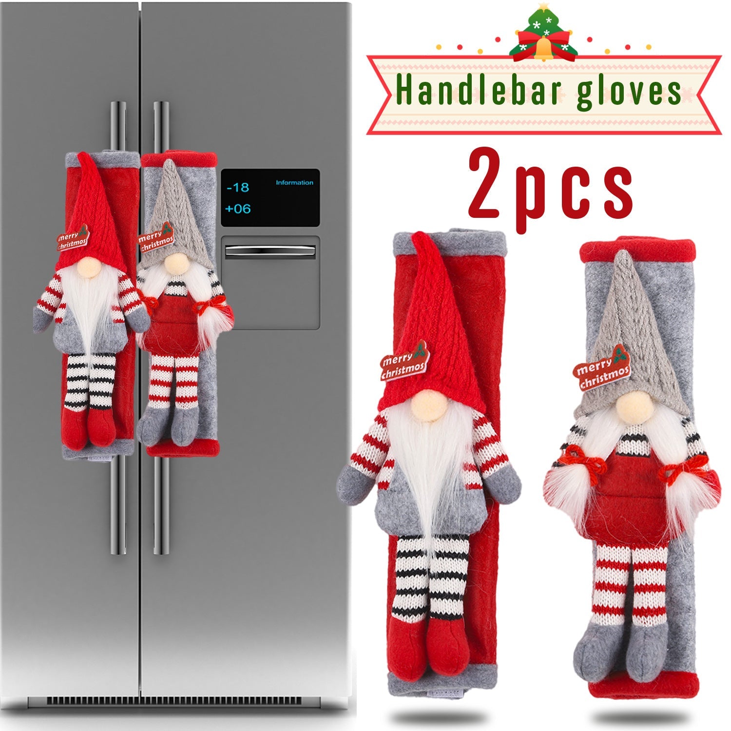 Christmas Refrigerator Appliance Handle Cover Set